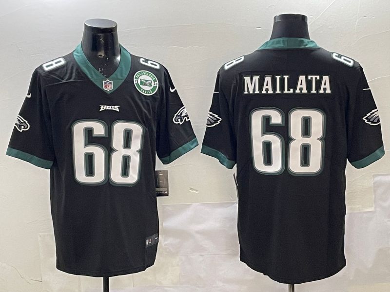 Men Philadelphia Eagles #68 Mailata Black Second generations 2025 Nike Vapor Limited NFL Jersey style 3